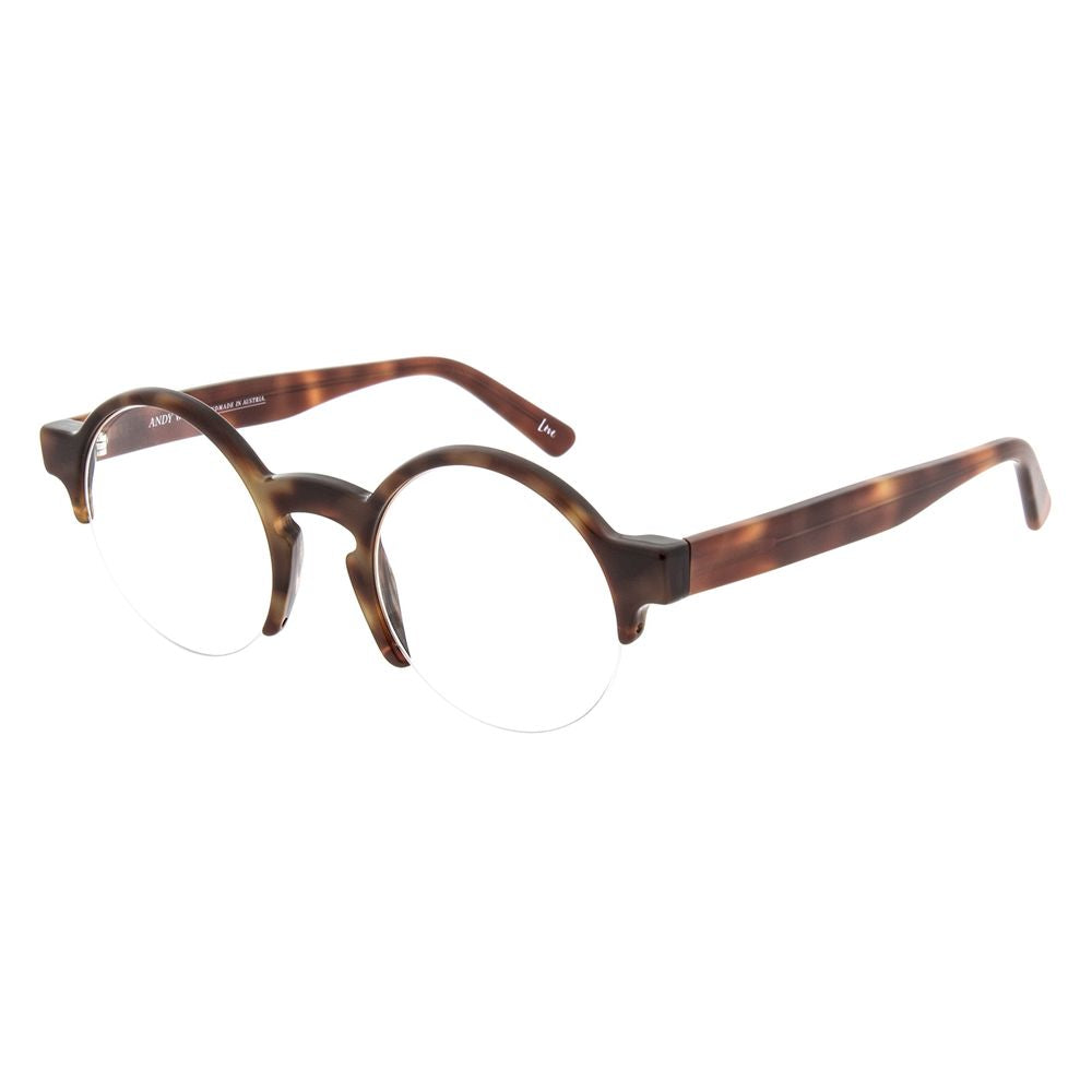 Andy Wolf Brown Acetate Glasses (Frames) - Unisex Round Design