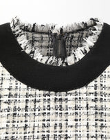 Dolce & Gabbana Black White Tweed Sheath A-line Midi Dress