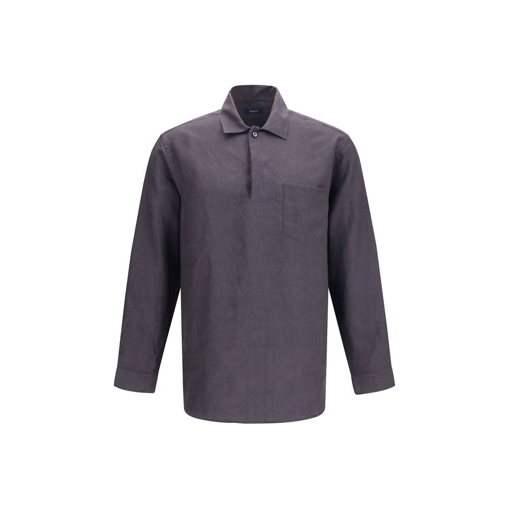 Deperlu Gray Linen Shirt - Relaxed Elegance for Men
