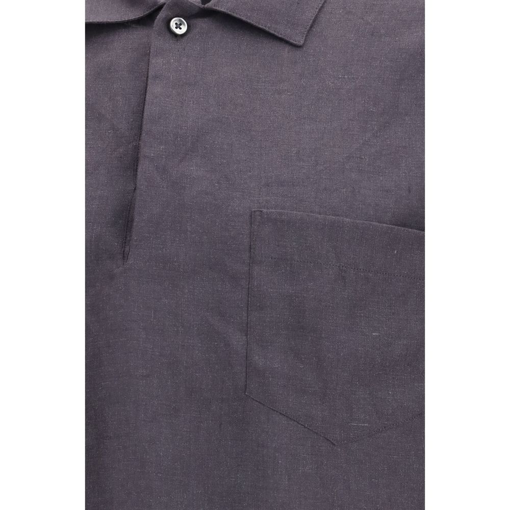 Deperlu Gray Linen Shirt - Relaxed Elegance for Men