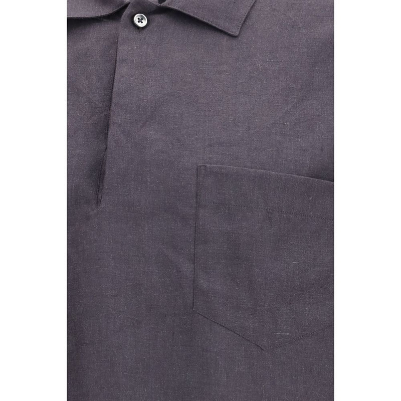 Deperlu Gray Linen Shirt for Men - Relaxed Elegance