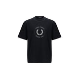 Fred Perry Black Cotton T-Shirt with Embroidered Laurel Wreath