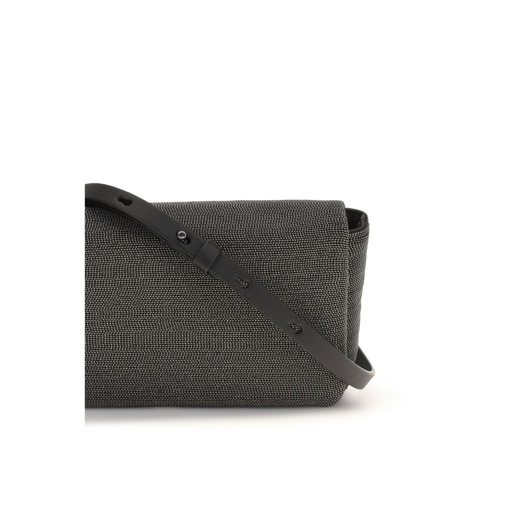 Brunello Cucinelli Black Leather Shoulder Bag - Precious Flap Design