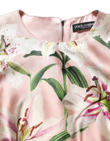 Dolce & Gabbana Light Pink Lily Print Sleeveless Sheath Dress