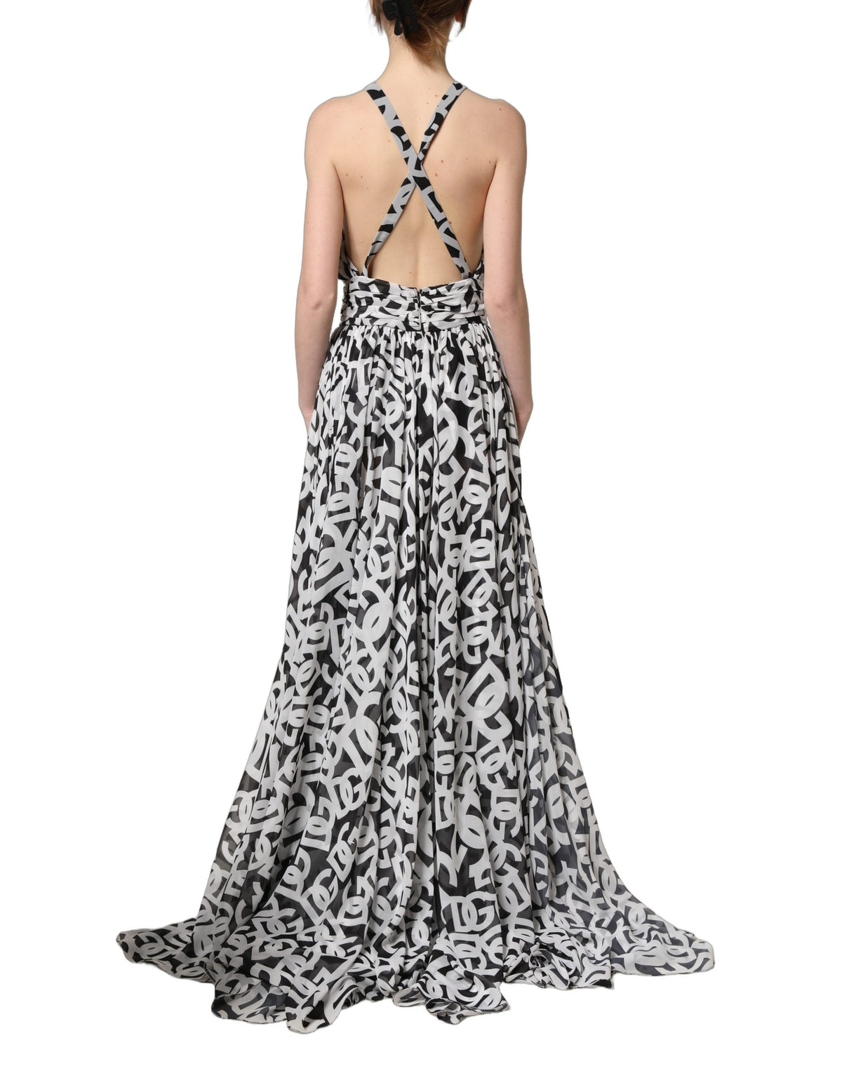 Dolce & Gabbana Black White Logo Sleeveless Maxi Dress