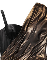 Dolce & Gabbana Bronze Asymmetrical Draping One-Shoulder Dress