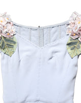 Dolce & Gabbana Light Blue Hydrangea Embellished Cap Sleeve Dress