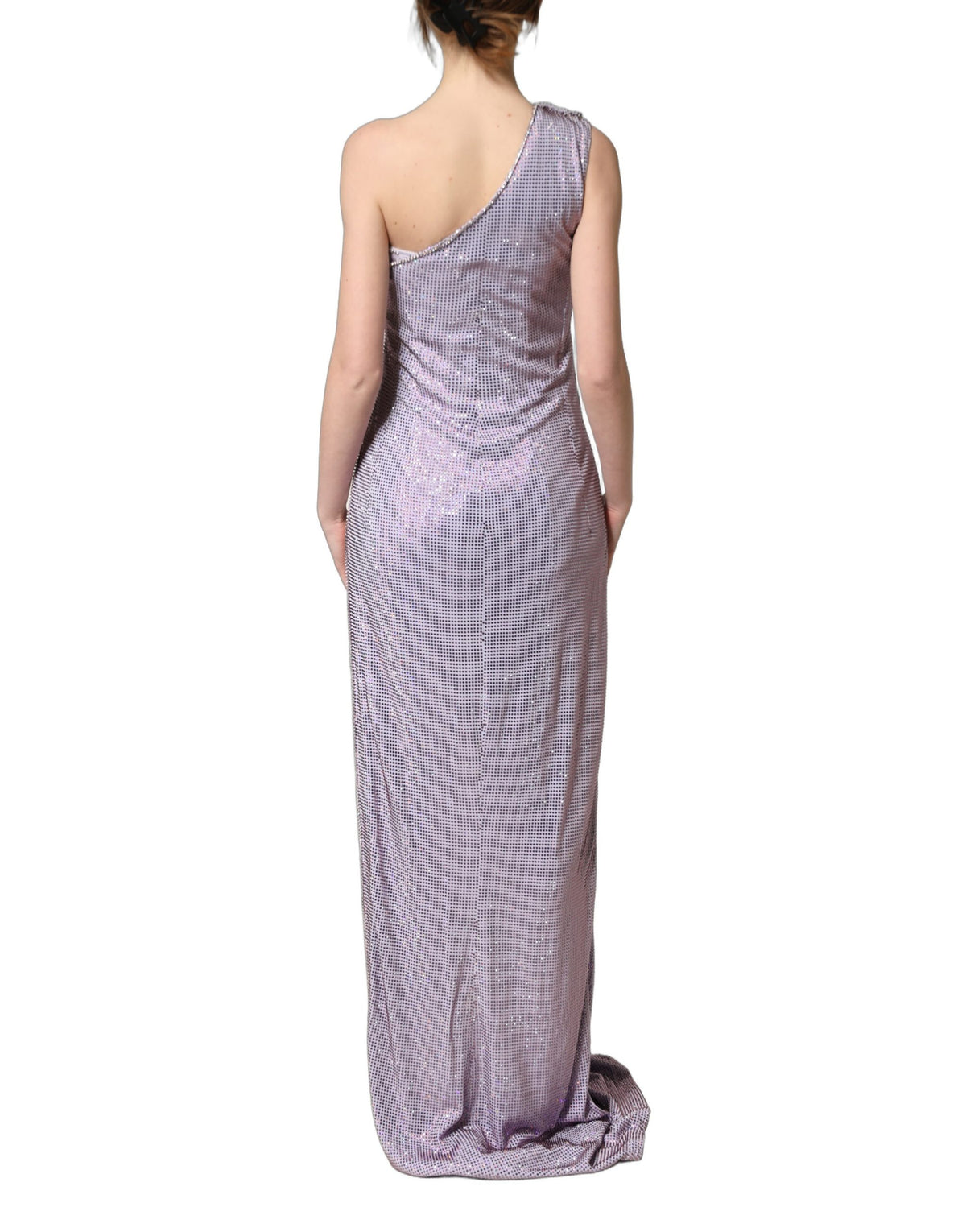 Dolce & Gabbana Purple Crystal One Shoulder Evening Gown Dress