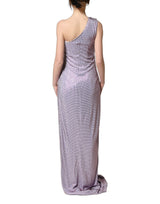 Dolce & Gabbana Purple Crystal One Shoulder Evening Gown Dress