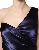 Dolce & Gabbana Navy Blue One Shoulder Evening Gown Dress