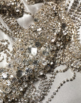 Dolce & Gabbana Silver Crystal Embellished Evening Gown Dress