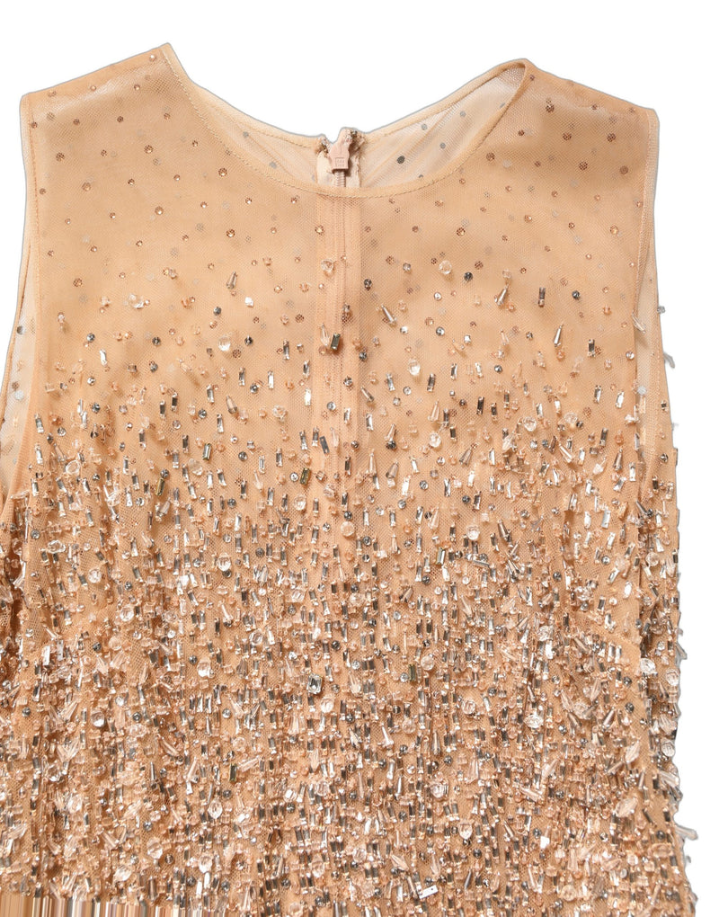 Dolce & Gabbana Brown Crystal Embellished Mermaid Gown Dress