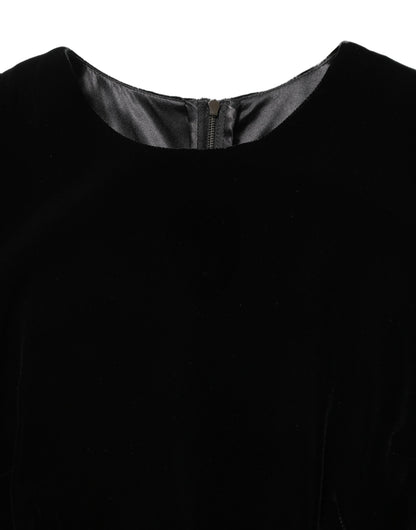 Dolce & Gabbana Black Viscose Velvet Floor Length Gown Dress