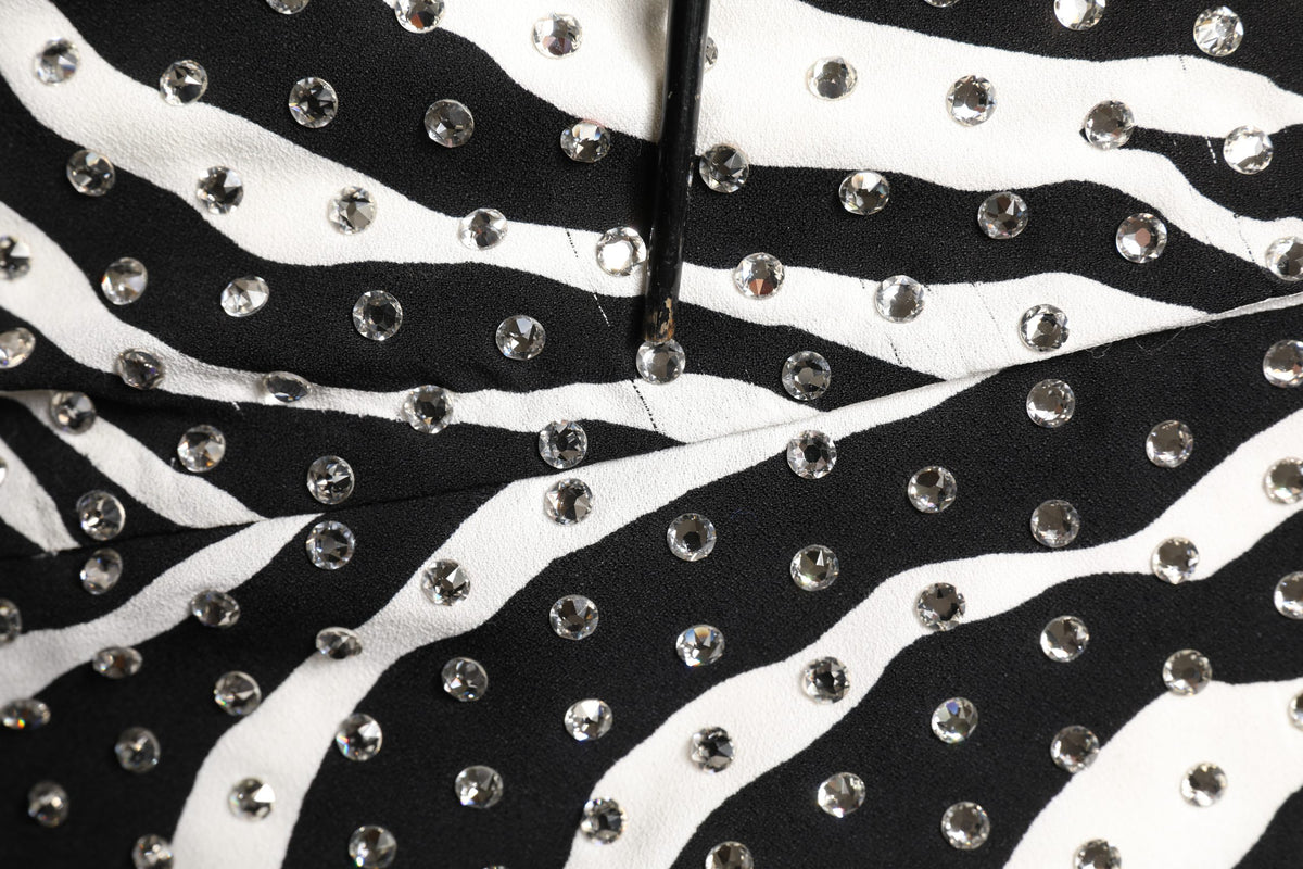 Dolce & Gabbana Black White Zebra Crystal Embellished Dress