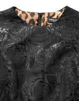 Dolce & Gabbana Black Floral Jacquard Flared A-line Dress