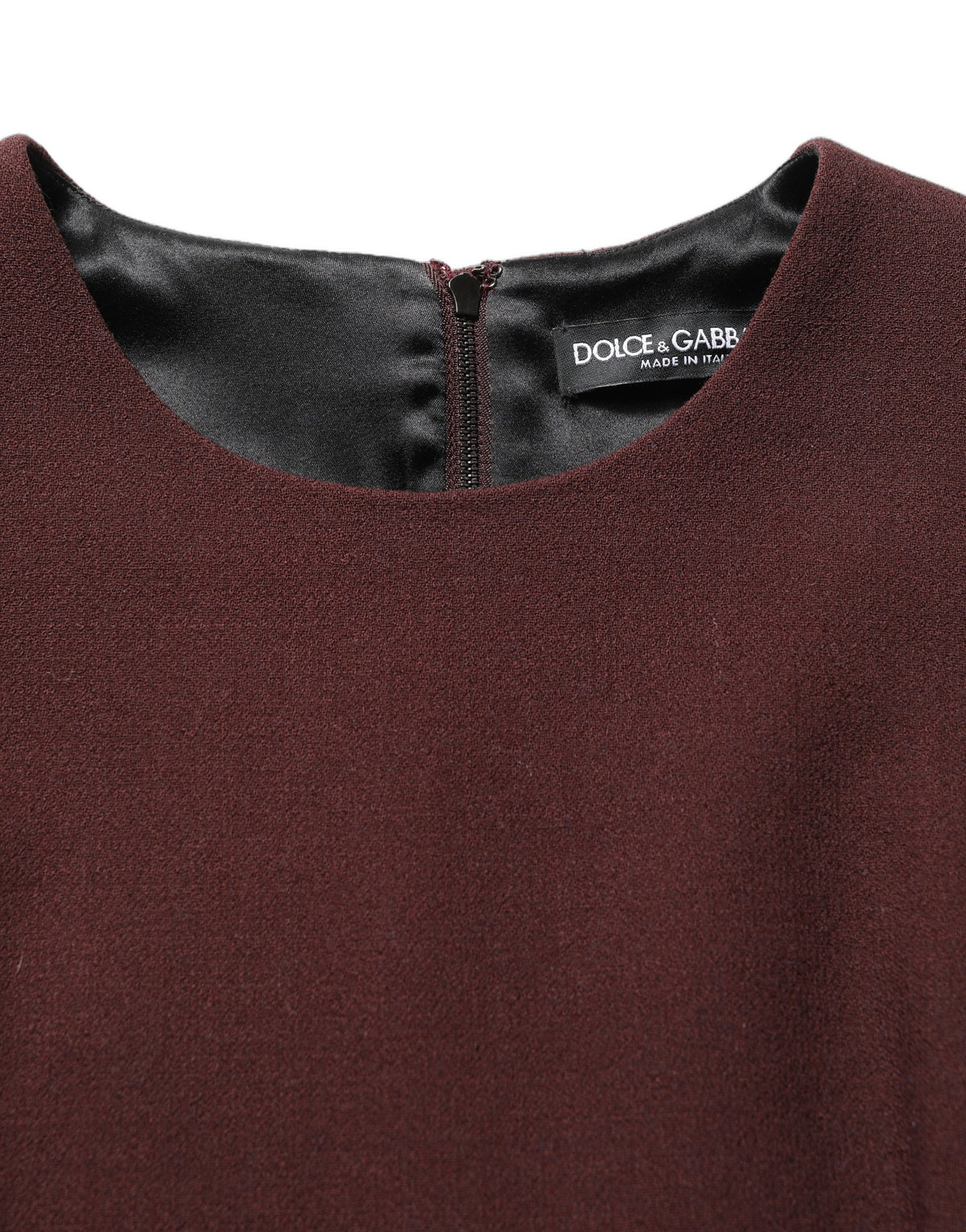 Dolce & Gabbana Maroon Lace Sleeveless Knee Length Dress