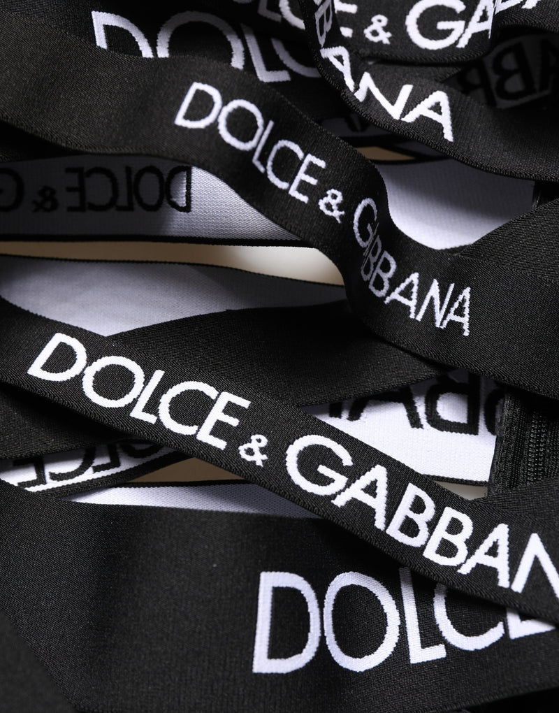 Dolce & Gabbana Black Logo Tape Cut Out Skinny High Waist Pants
