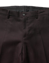 Dolce & Gabbana Brown Straight Leg Silk Dress Trousers