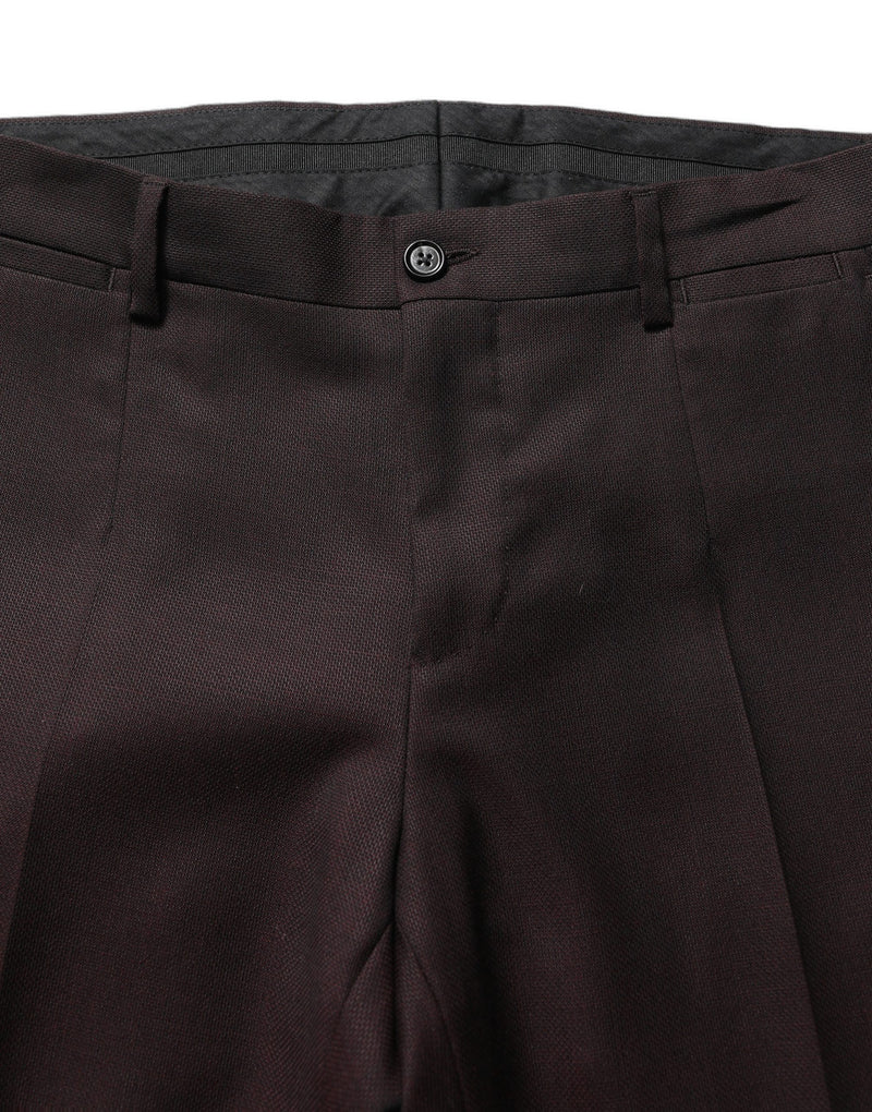 Dolce & Gabbana Brown Straight Leg Silk Dress Trousers
