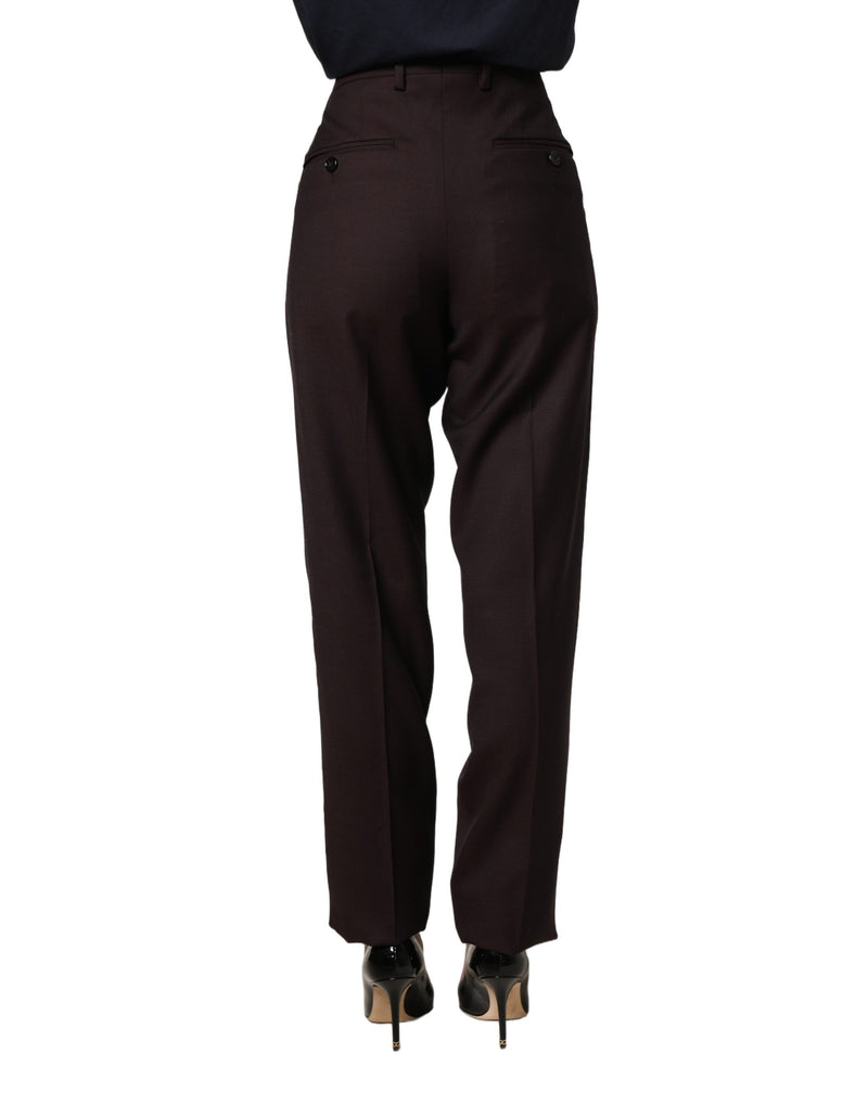 Dolce & Gabbana Brown Straight Leg Silk Dress Trousers