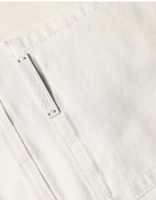 Dolce & Gabbana White Tattered Skinny Cotton Denim Jeans