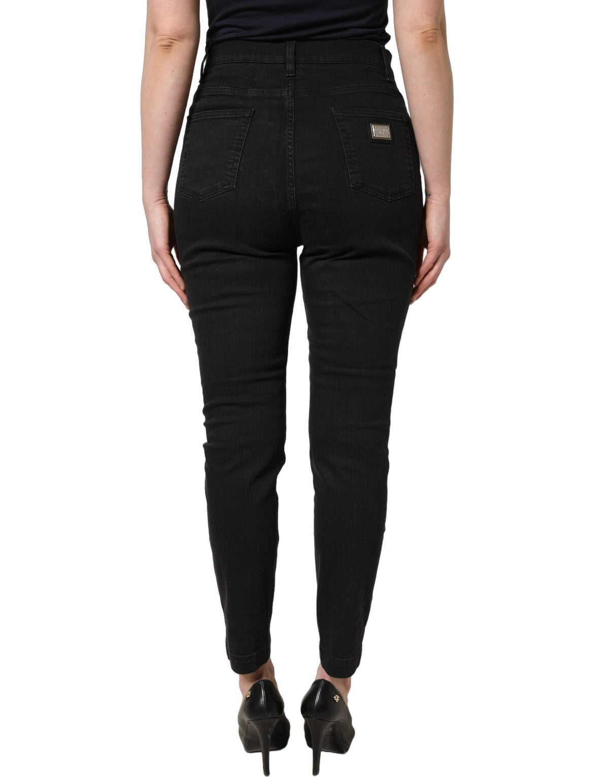 Dolce & Gabbana Black Skinny Cotton High Waist Denim Jeans