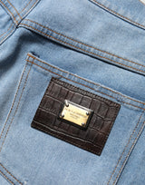 Dolce & Gabbana Blue Distressed Pleated Denim Jeans