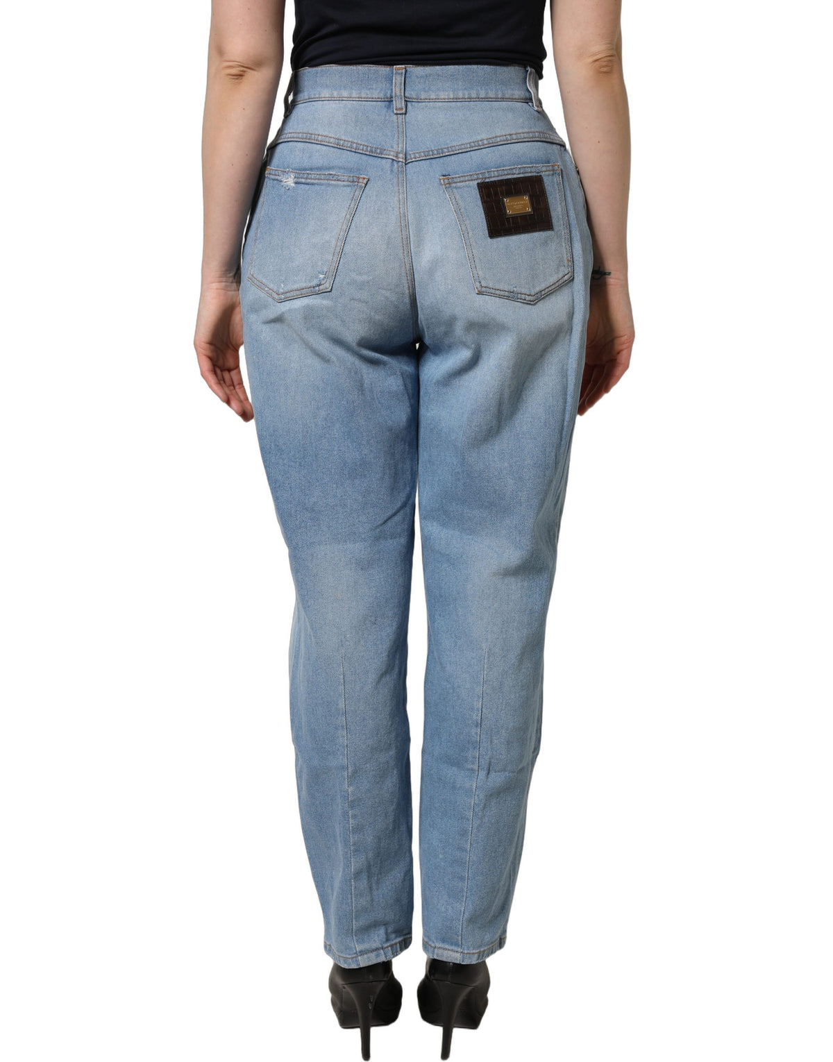 Dolce & Gabbana Blue Distressed Pleated Denim Jeans
