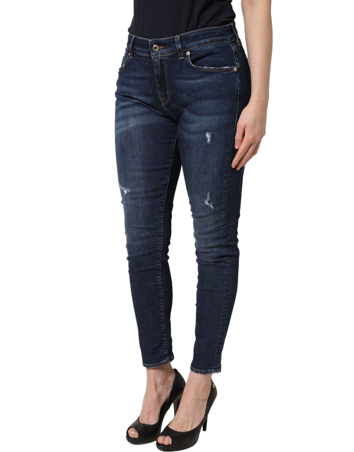 Dolce & Gabbana Blue Distressed Skinny Denim Jeans