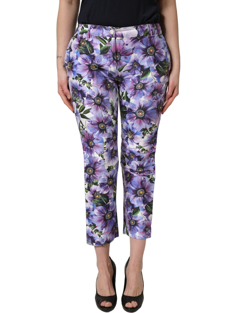 Dolce & Gabbana Multicolor Floral Print Cropped Trouser Pants