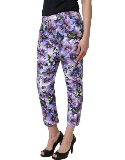 Dolce & Gabbana Multicolor Floral Print CroppedTrouser Pants