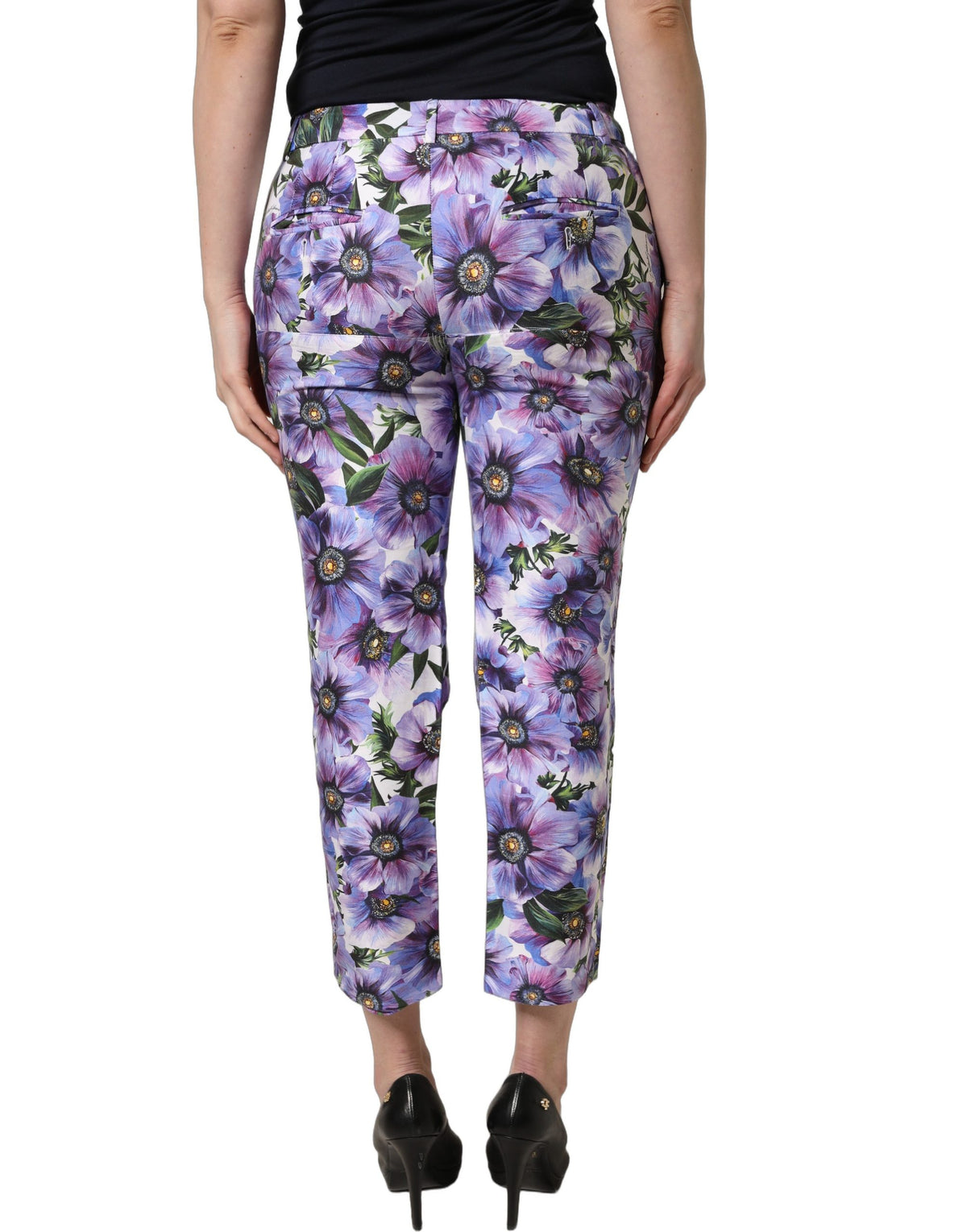 Dolce & Gabbana Multicolor Floral Print Cropped Trouser Pants
