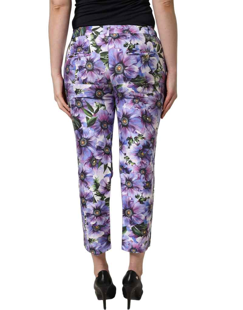Dolce & Gabbana Multicolor Floral Print Cropped Trouser Pants