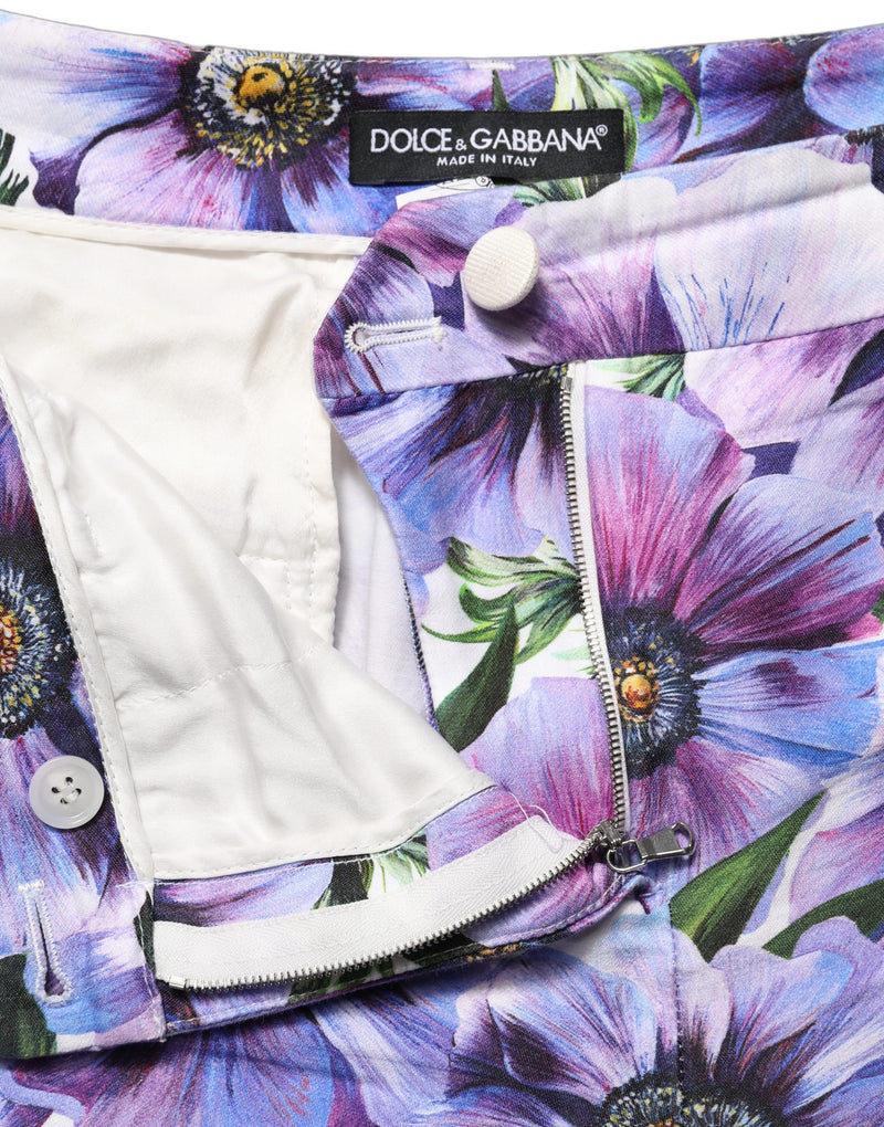 Dolce & Gabbana Multicolor Floral Print Cropped Trouser Pants