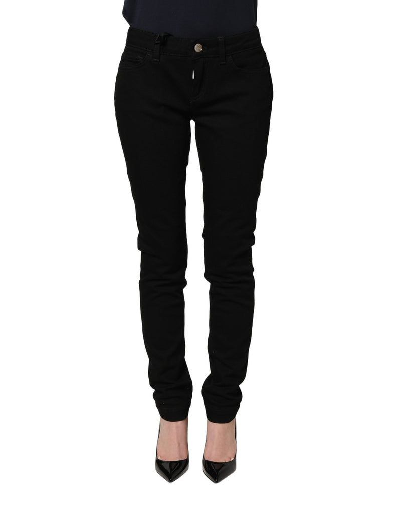 Dolce & Gabbana Black Queen Embroidery Skinny Jeans