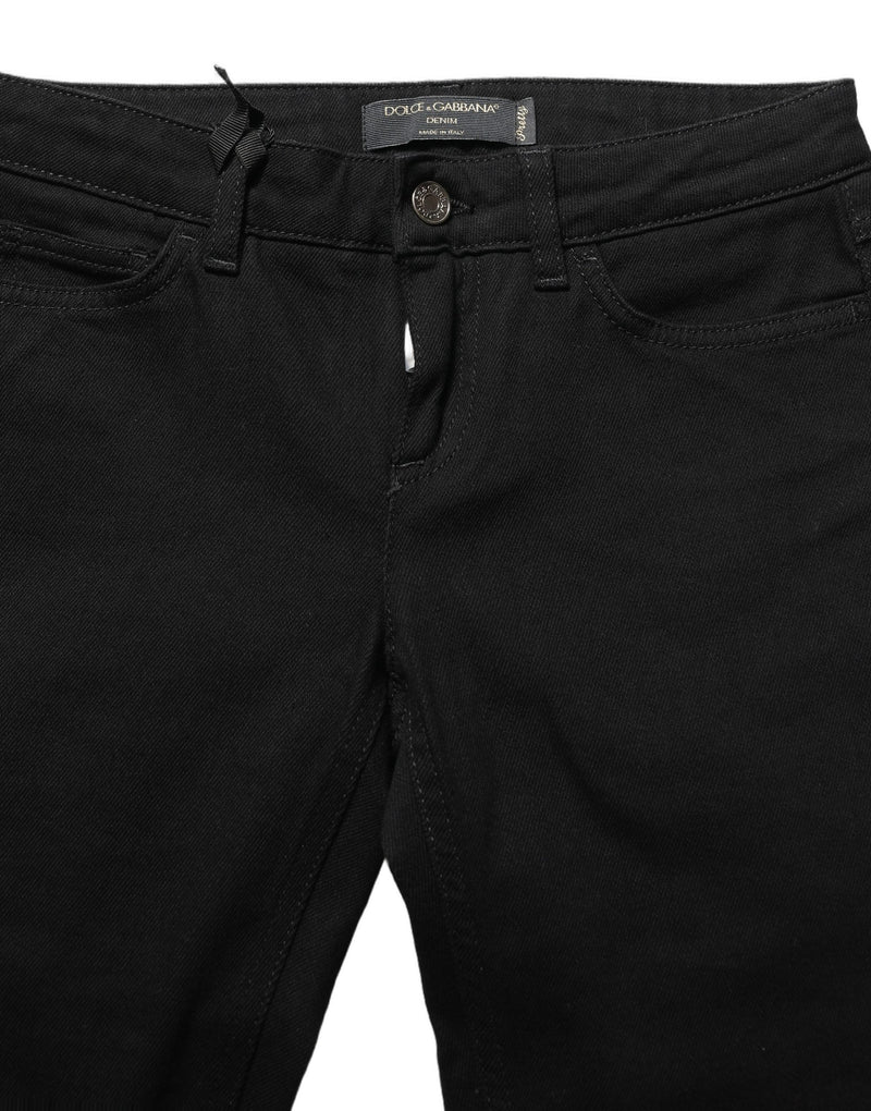 Dolce & Gabbana Black Queen Embroidery Skinny Jeans