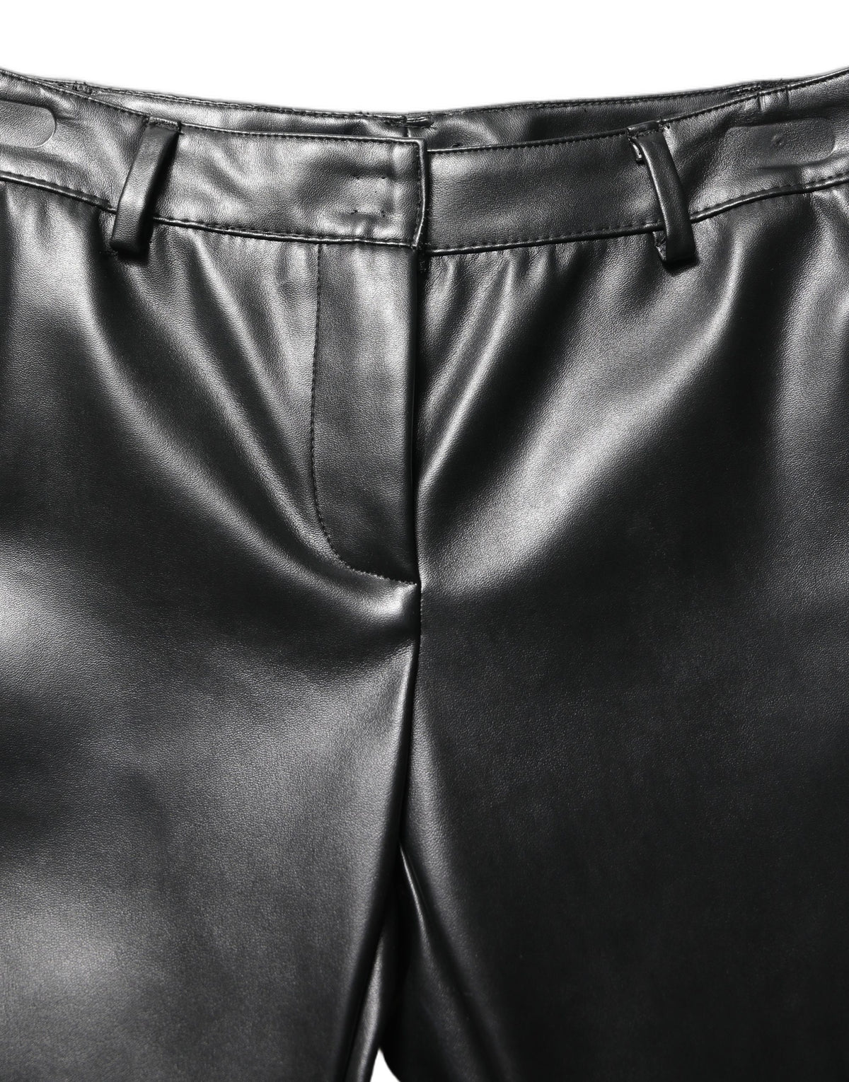 Dolce & Gabbana Black PU Leather High Waisted Trouser Pants