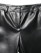 Dolce & Gabbana Black PU Leather High Waisted Trouser Pants