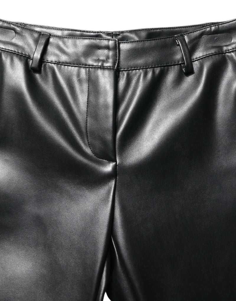 Dolce & Gabbana Black PU Leather High Waisted Trouser Pants