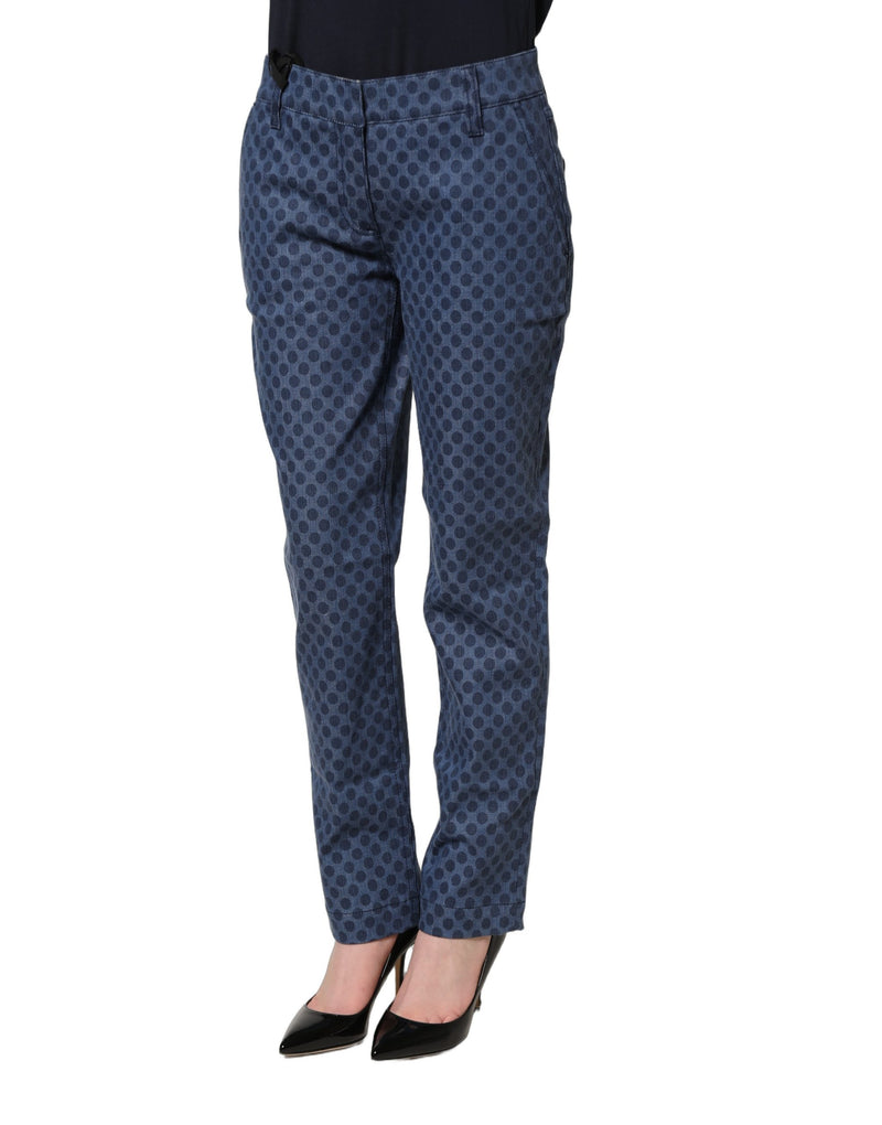 Dolce & Gabbana Blue Polka Dotted Slim Fit Capri Denim Jeans