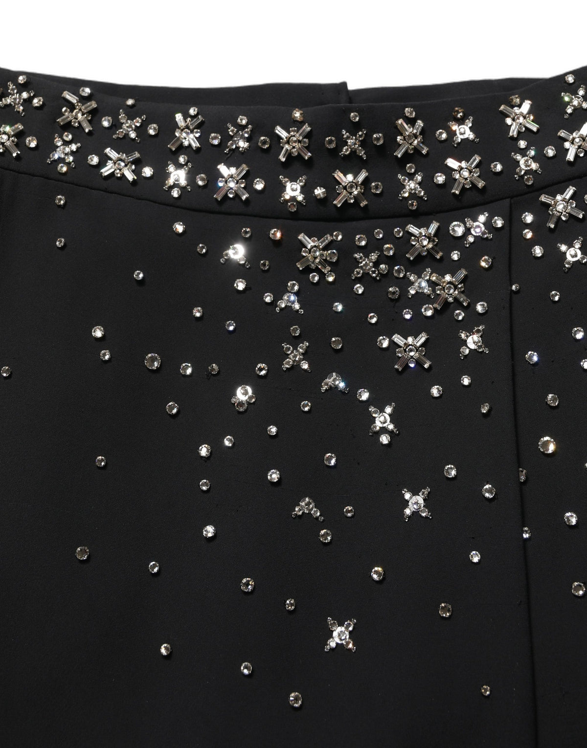 Dolce & Gabbana Black Crystal Embellished High Slit Skirt