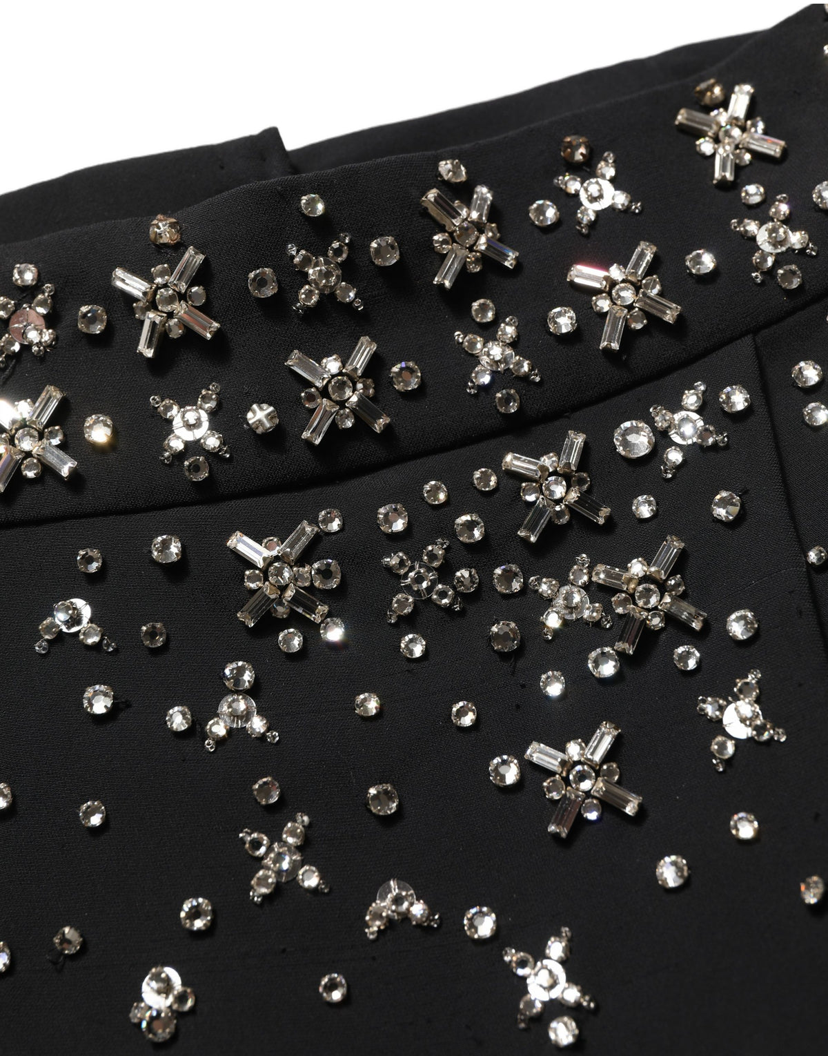 Dolce & Gabbana Black Crystal Embellished High Slit Skirt