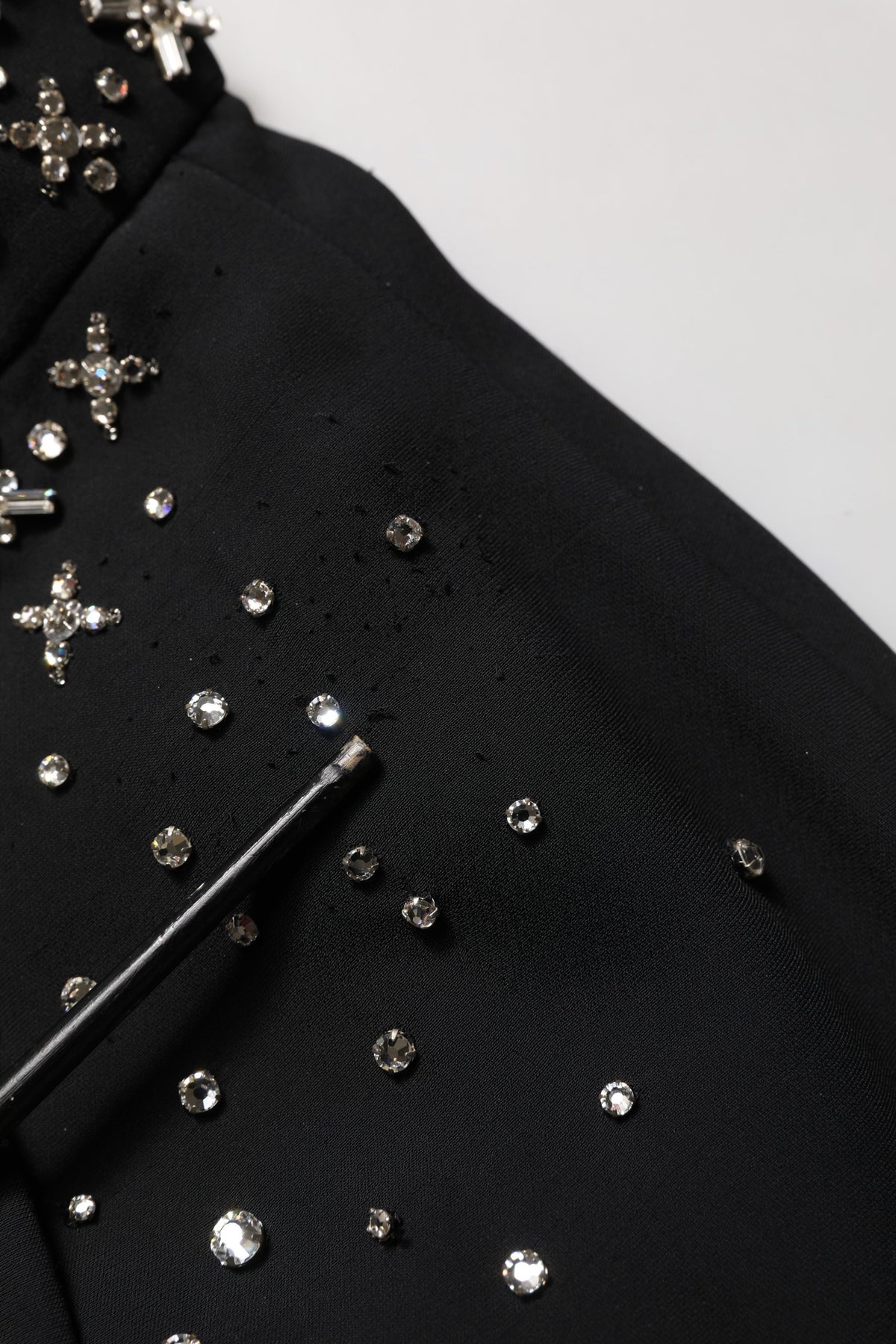Dolce & Gabbana Black Crystal Embellished High Slit Skirt