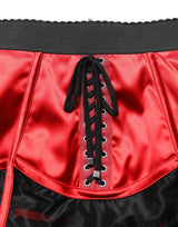 Dolce & Gabbana Red Satin Corset Style High Waist Mini Skirt
