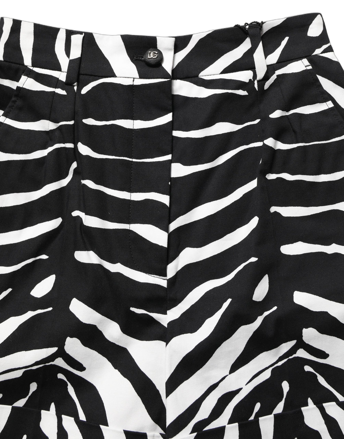 Dolce & Gabbana Black and White Zebra Print High Waist Shorts