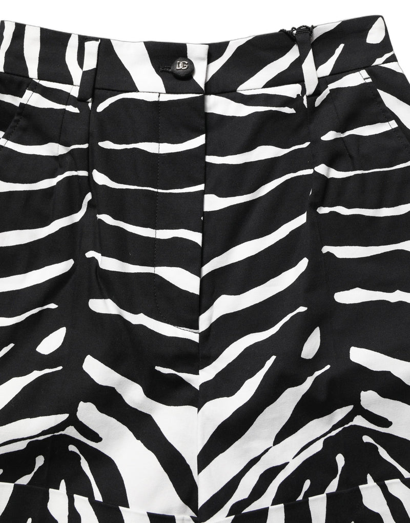 Dolce & Gabbana Black and White Zebra Print High Waist Shorts