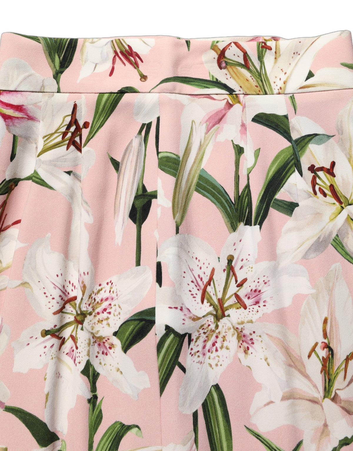 Dolce & Gabbana Pink Lilium Print High Waist Pencil Skirt