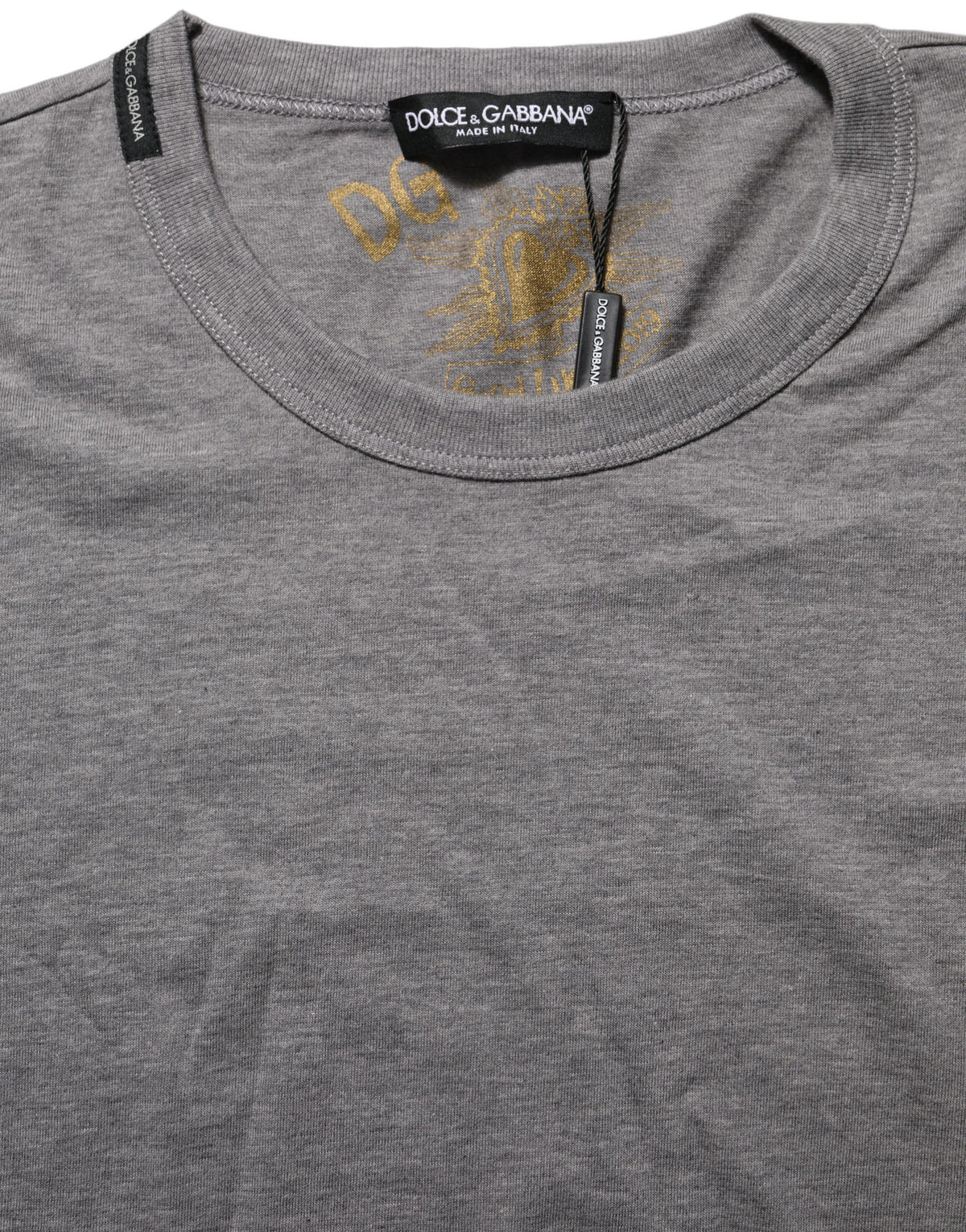Dolce & Gabbana Grey Cotton Short Sleeves Crew Neck T-shirt