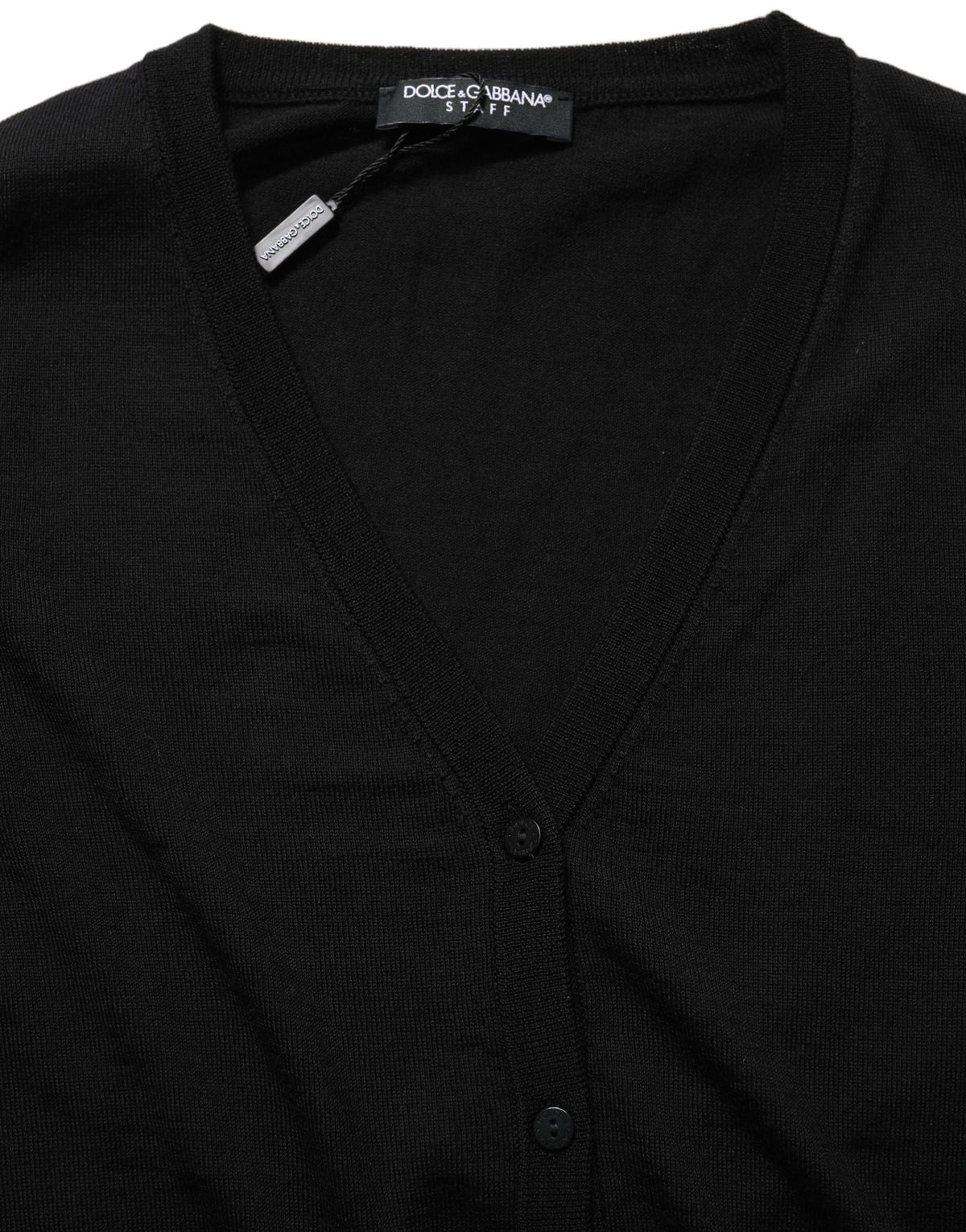 Dolce & Gabbana Black Wool Knit Button Cardigan Sweater