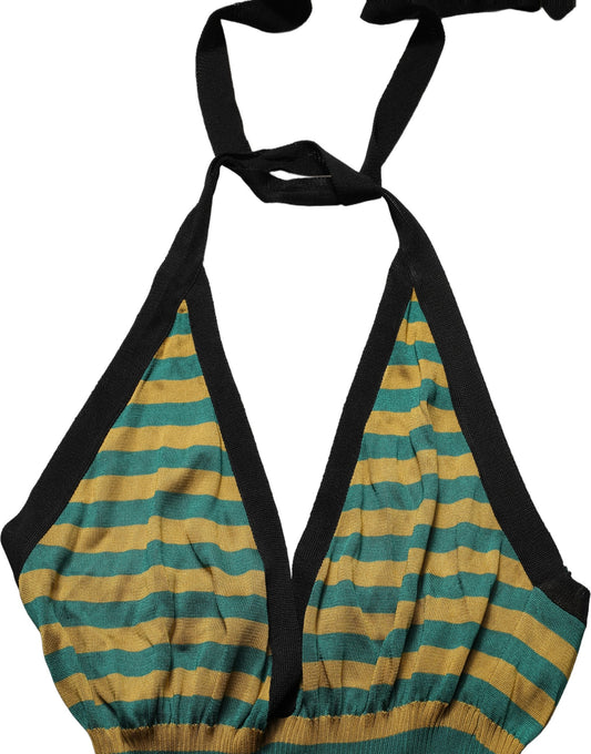 Dolce & Gabbana Multicolor Stripes Wool Knit Halter Tank Top